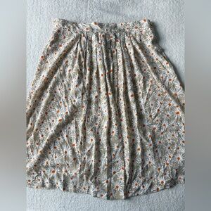 Vintage Russ Daisy Print Tan White Skirt, Women’s Sz 12